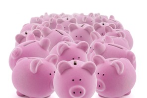 17889048 - large group of pink piggy banks