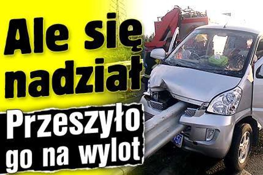 Nadział się autem na barierkę jak Kubica i żyje!