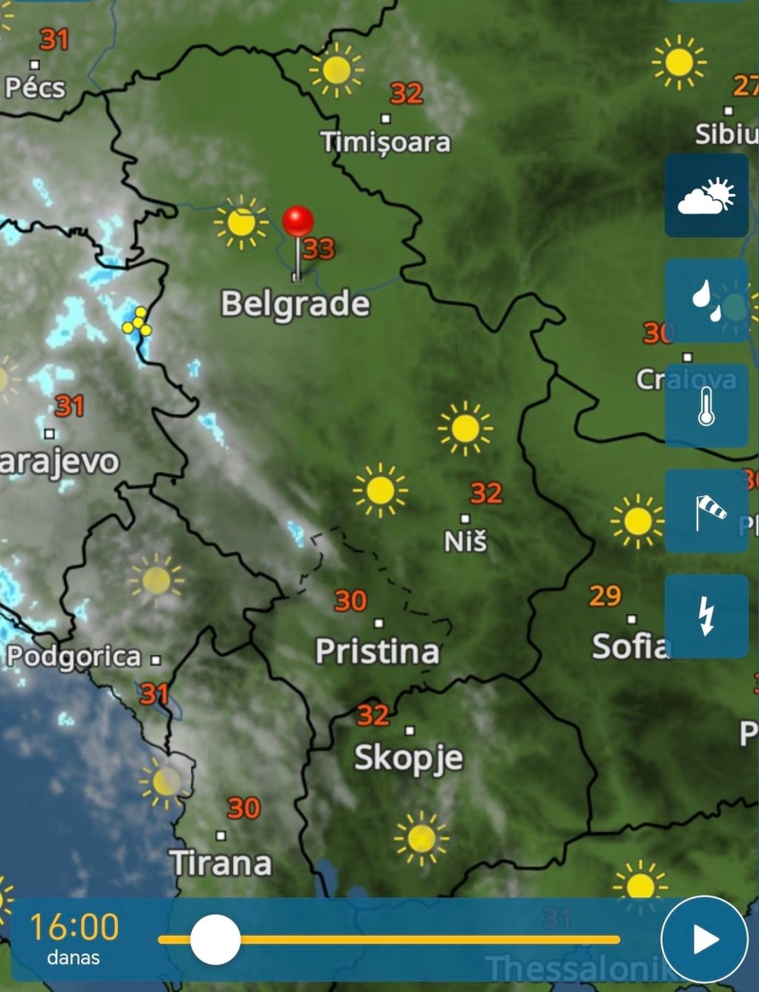 Radarski snimci nevremena danas u Srbiji