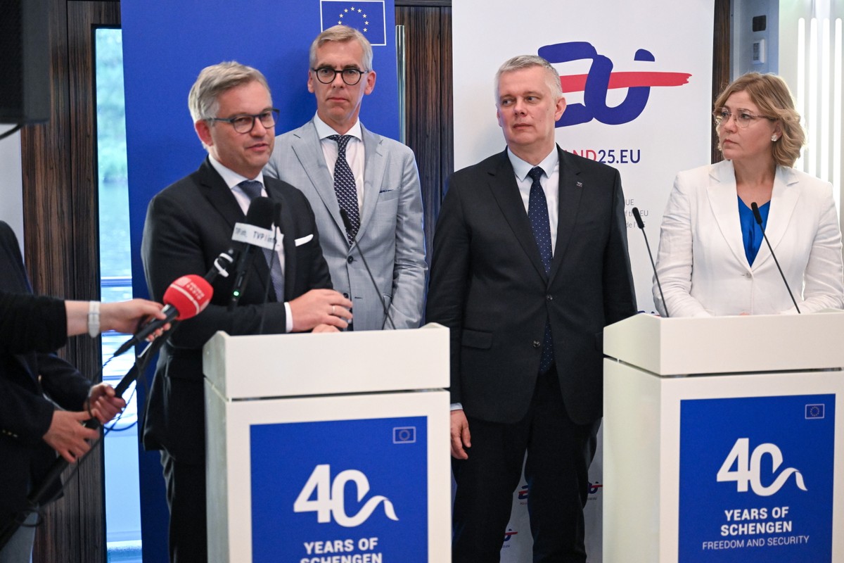 Złożyli skargę na Niemcy do Komisji Europejskiej. "Mam nadzieję, że Polska dołączy". Na zdjęciu: Tomasz Siemoniak, Leon Gloden, Henna Virkkunen, Magnus Brunner