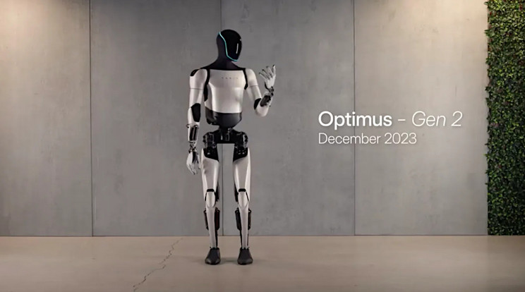 Az Optimust egy általános célú, két lábon járó, autonóm humanoid robotnak szánták eleve, amely képes nem biztonságos, ismétlődő vagy unalmas feladatok elvégzésére. Az új fejlesztéseivel, látványosan feljavult egyensúlyérzékével és "vajpuha" tapintásával láthatóan sokkal közelebb került ehhez a célhoz. / Fotó: Tesla