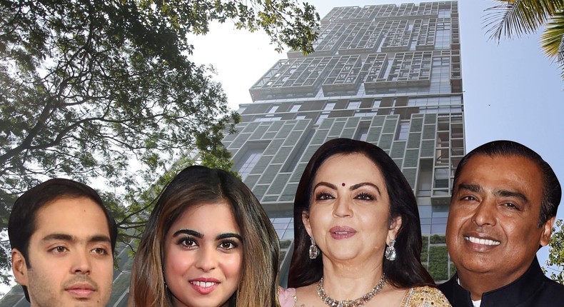 The Ambanis live in a $1 billion skyscraper home in Mumbai.Reuters, Getty, AP; Shayanne Gal/Business Insider