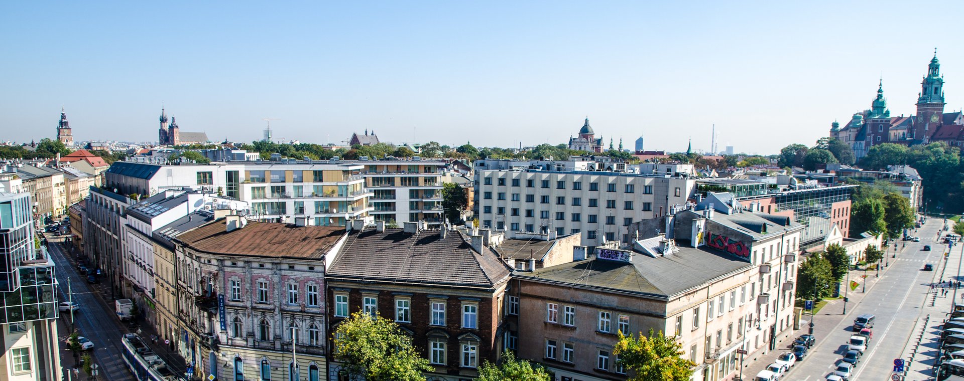 Widok na popularną część Krakowa