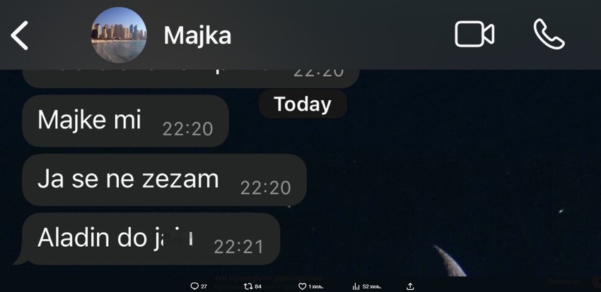 Marija podelila poruke sa majkom