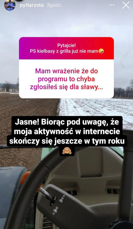 Stanisław Pytlarz z "Rolnika..." na Instagramie