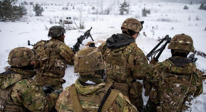 US soldiers conducted a live-fire exercise with counterparts in Latvia on Dec. 3, 2021.