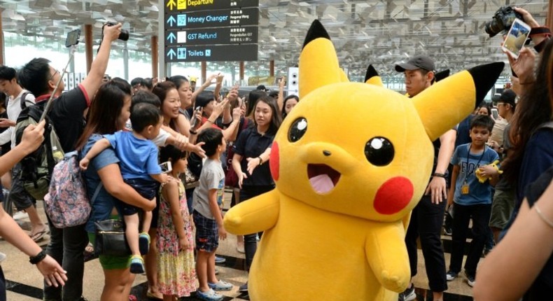 Mascot Pikachu of the Pokemon Go virtual reality game, which has become a worldwide sensation