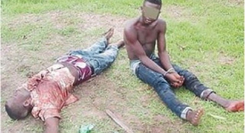 The bullet ridden bodies of the suspects