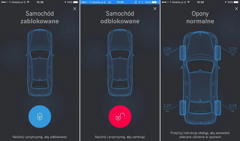 Mercedes Me - kontrola zamków i ciśnienia w oponach