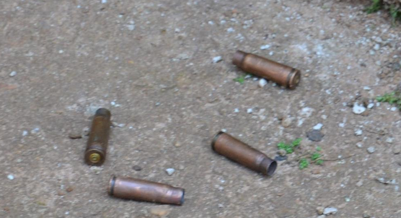 Bullet casings at the scene of the crime 