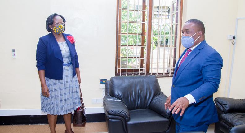 Kampala Lord Mayor Erias Lukwago and KCCA Executive Director Dorothy Kisaka