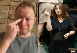 Stuhr parodiuje gest Lichockiej: Wzruszyłem się, Sejm dba o to, żebyśmy mieli co pooglądać