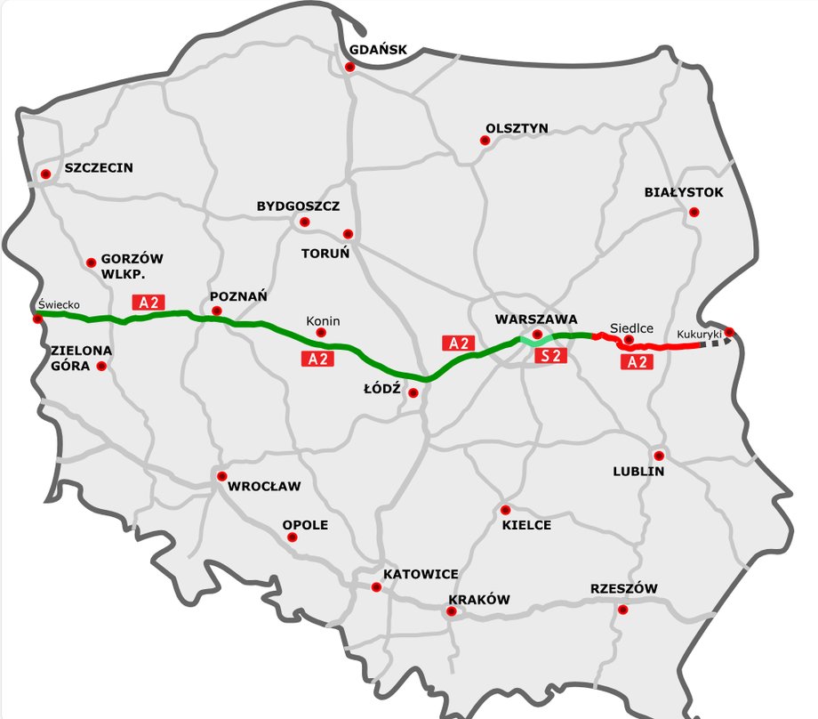 Przebieg autostrady A2