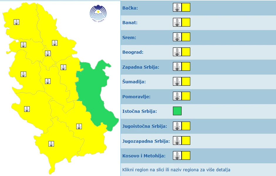 Meteoalarm za danas 