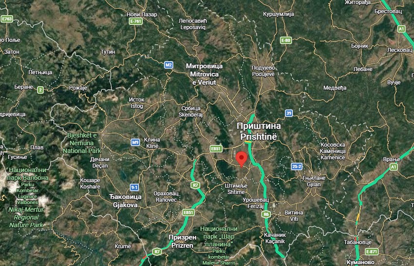 Epicentar zemljotresa kod Štimlja na Kosovu i Metohiji