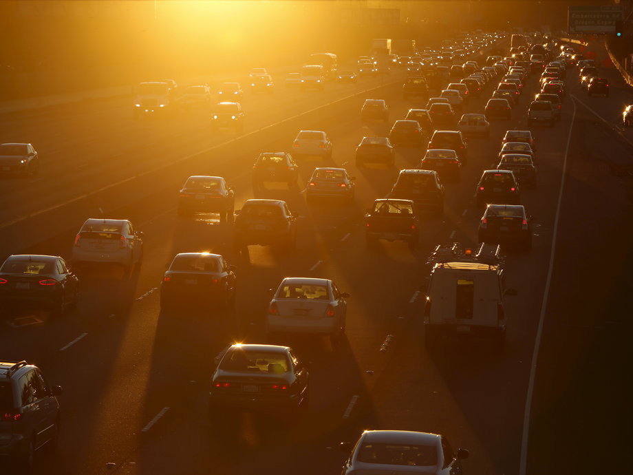 Morning rush hour on Highway 101 in East Palo Alto, California, in 2015.