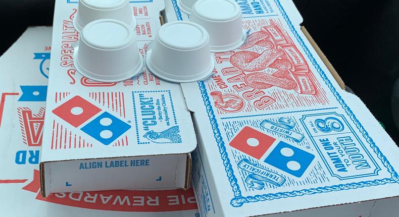 Domino's is offering carside delivery.