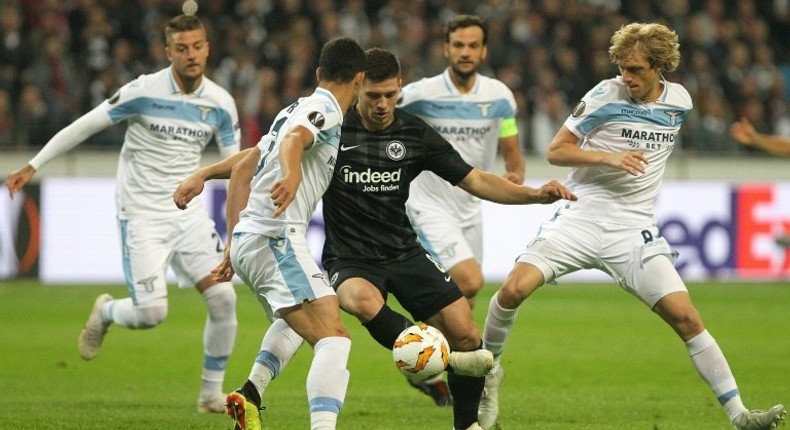 Frankfurt's Serbian forward Luka Jovic scored five goals against Dusseldorf on Friday