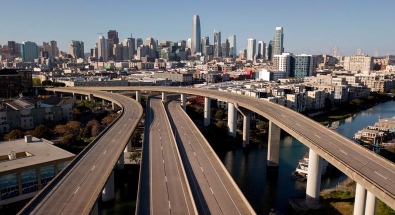 Empty highway San Francisco California