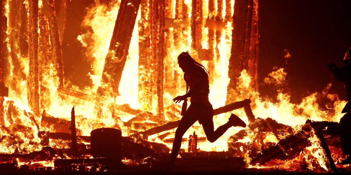 Photos show the fatal moment a man ran into the inferno at Burning Man