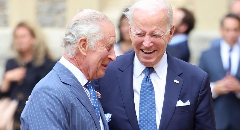 King Charles III greets President Joe Biden at Windsor Castle on July 10, 2023, in Windsor, England.Chris Jackson/Getty Images