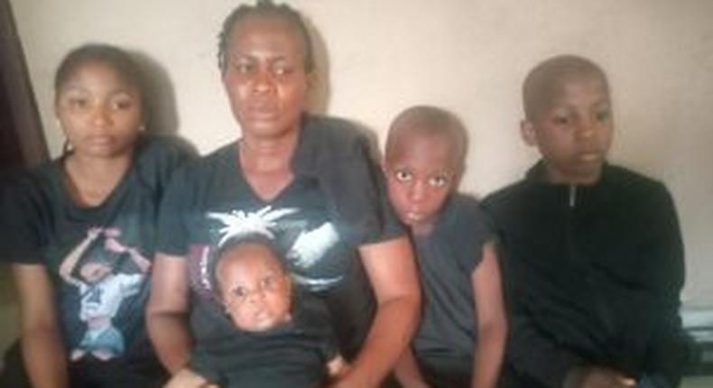 Mrs Favour Orukpe and children of police Inspector Monday Orukpe allegedly killed by soldiers in Lagos on Aug. 3. 