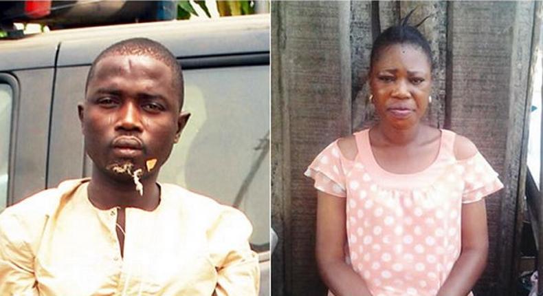 The wife killer, Shakiru Bello and the victim, Sherifat