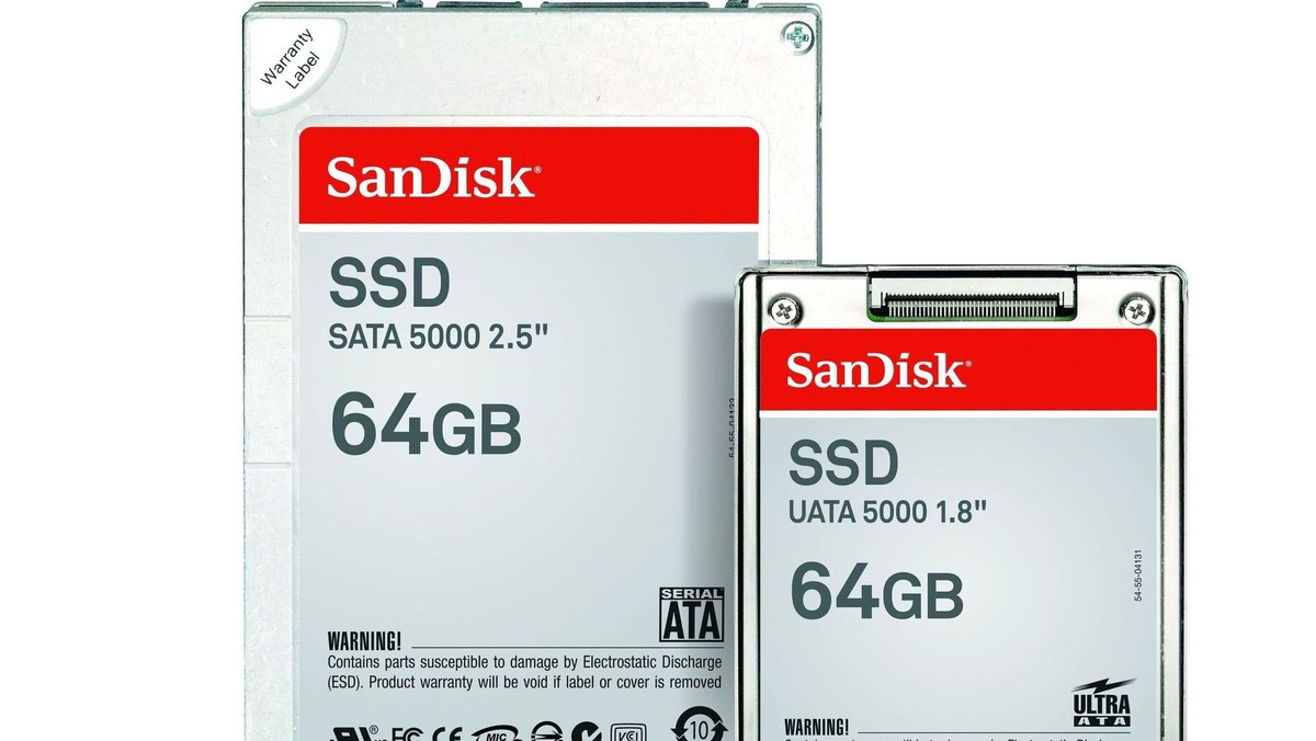 Firma SanDisk wprowadziła do swojej oferty dysk SSD (Solid State Drive) o model 64-gigabajtowy przeznaczony dla użytkowników korporacyjnych oraz osób zainteresowanych nowinkami technicznymi.