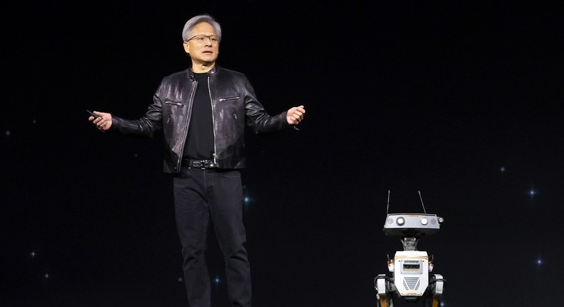 Jensen Huang said the physical AI that powers robots is the next wave of AI.Justin Sullivan/Getty