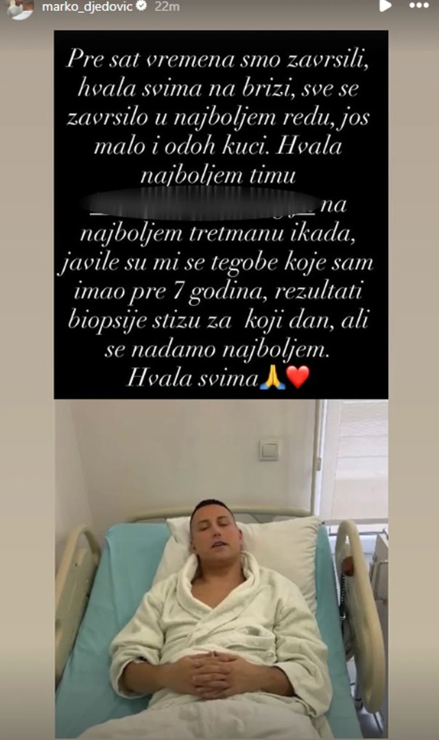 Marko Đedović se oglasio iz bolničkog kreveta