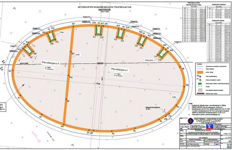 Projekt wyspy na Zalewie Wiślanym, materiały Urzędu Morskiego w Gdyni