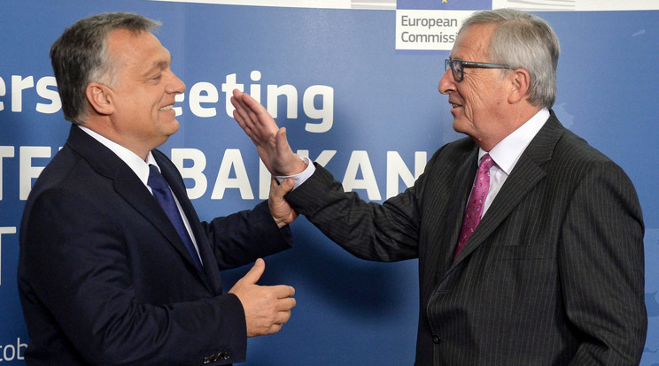 Juncker így fogadta Orbánt a 2015-ös migrációs csúcson / Fotó: MTI