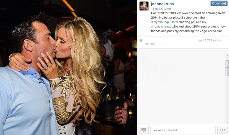 Joanna Krupa i Romain Zago na instagramie