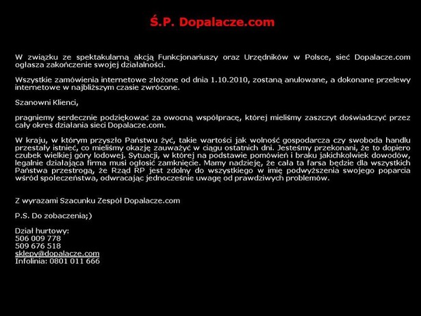 Koniec dopalaczy.com. "P.S. Do zobaczenia ;)"