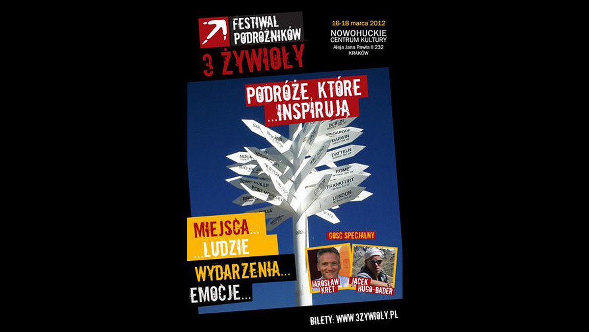 9. Festiwal Podróżników Trzy Żywioły odbędzie się w Krakowie już w ten weekend 16-18 marca. W naszym konkursie można było wygrać dwa karnet na cały festiwal! Wystarczyło śledzić fanpage Onet Podróże na Facebooku.