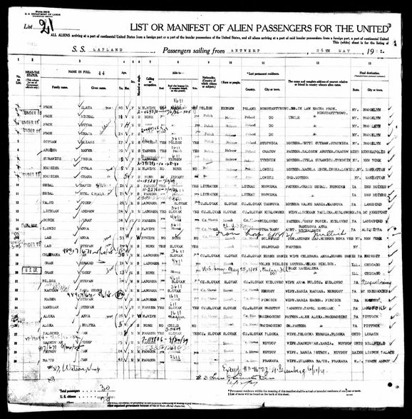 Eliasz Gitman (Sander) - lista pasażerów 1921.