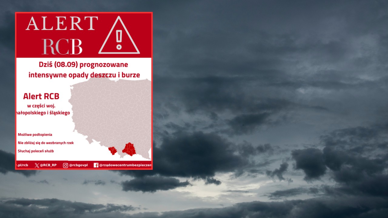 Alert RCB dla mieszkańców Śląska i Małopolski. Służby apelują