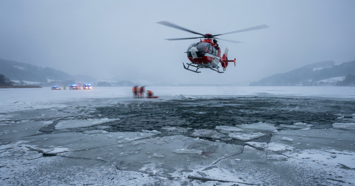 Hubschrauber-rettet-zwei-eingebrochene-Eisl-uferinnen-aus-Irrsee-in-sterreich