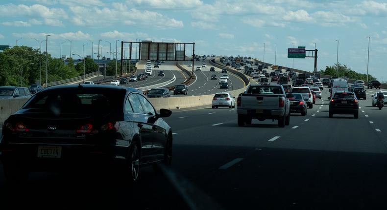 Traffic on the turnpike in Keasbey, New Jersey on June 11, 2022.