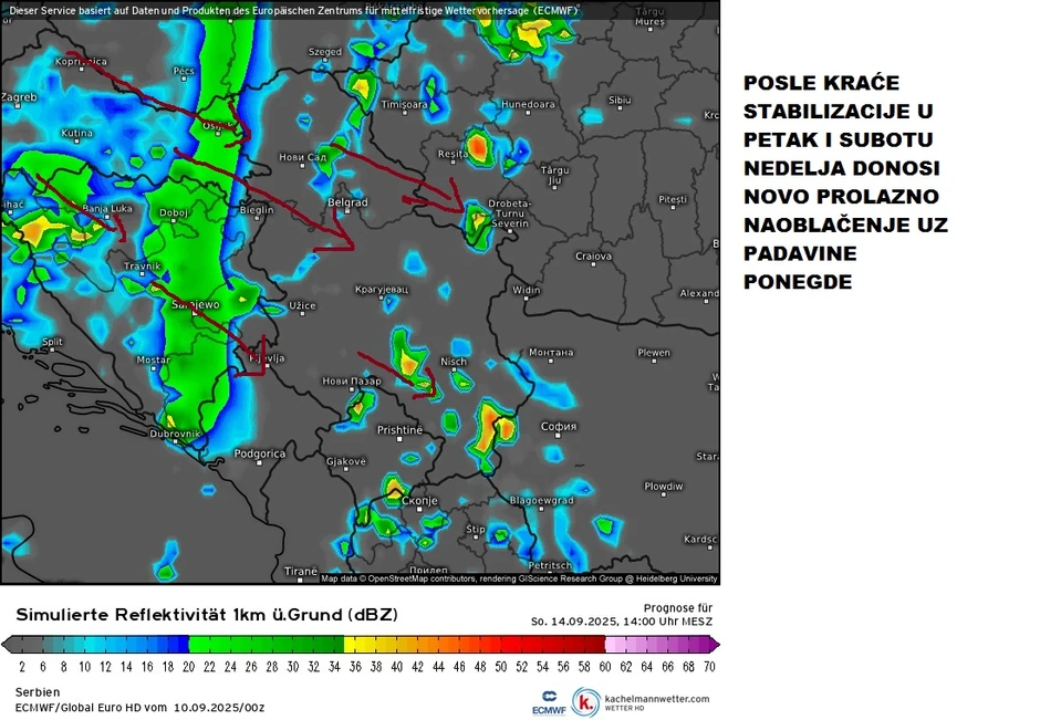 Novo naoblačenje sa kišom stiže u nedelju
