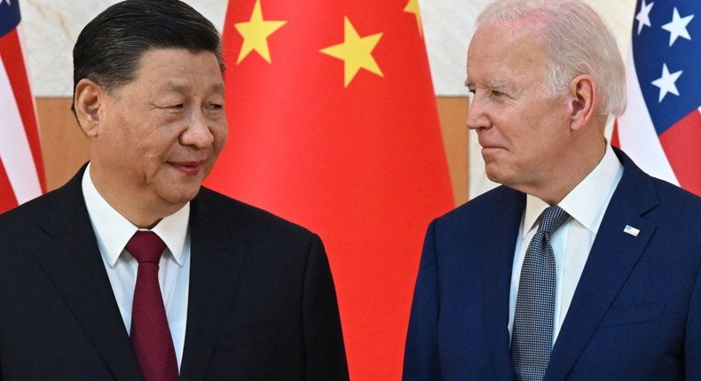 US President Joe Biden (R) and China's President Xi Jinping (L) meet on the sidelines of the G20 Summit in Nusa Dua on the Indonesian resort island of Bali on November 14, 2022.SAUL LOEB/AFP via Getty Images