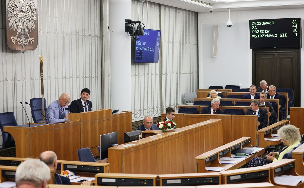 Michał Kamiński na posiedzeniu Senatu