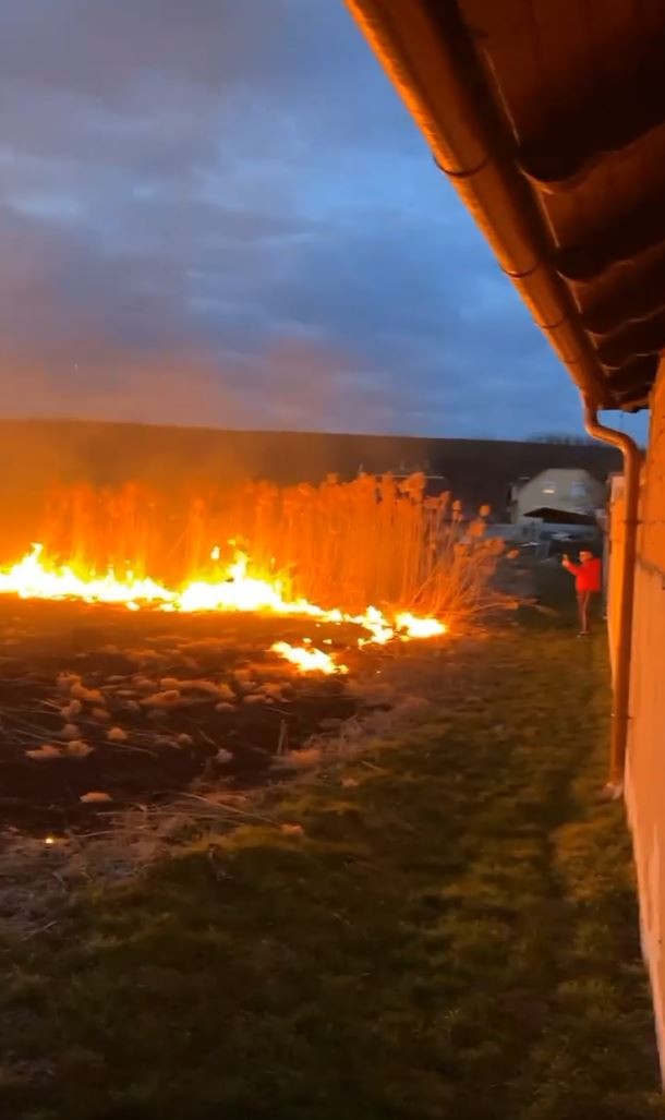 Így lángolt a nád mindössze pár méterre Győzike házától  / Fotó:  GREBB 