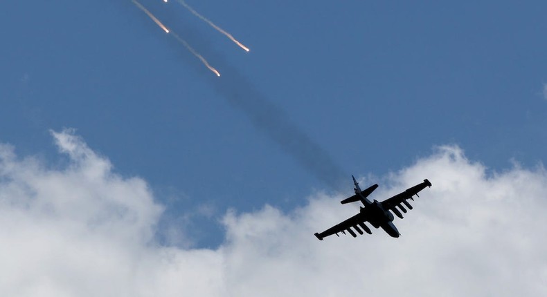 A Ukrainian Su-25 close air support jet flies low over the Donetsk region in June 2022.Scott Olson/Getty Images