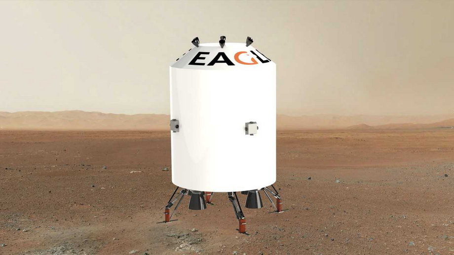 Wizualizacja lądownika po wylądowaniu na Marsie