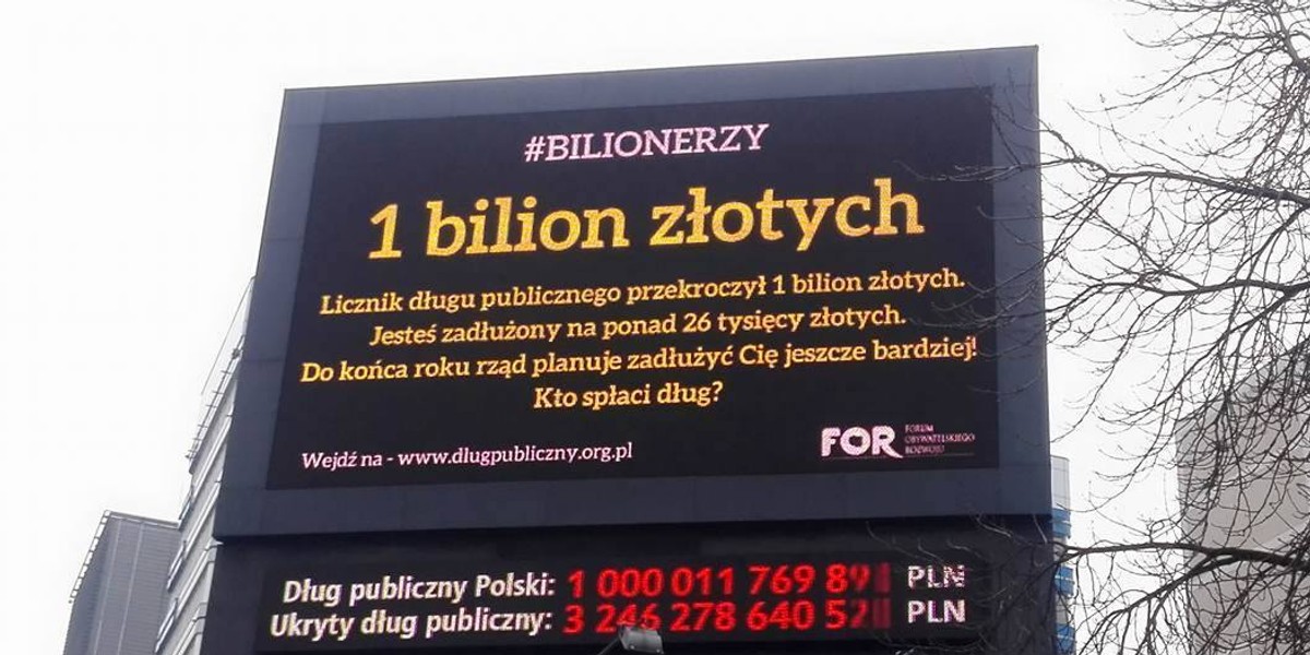 Dług publiczny na tzw. liczniku Balcerowicza przekroczył 1 bilion złotych