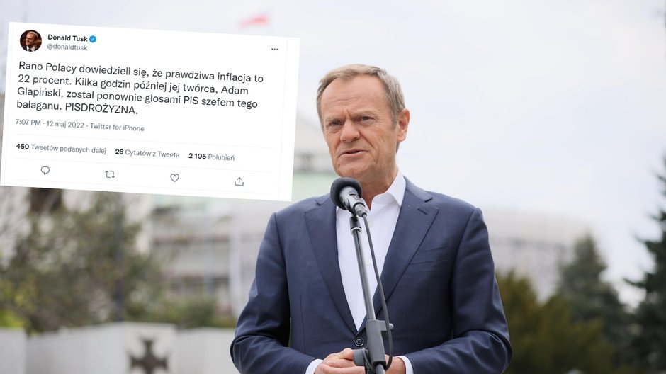 Donald Tusk skomentował w mediach społecznościowych wybór Adama Glapińskiego na kolejną kadencję