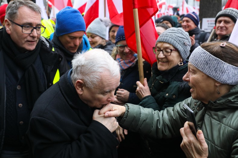 Na "Proteście Wolnych Polaków" pojawił się m.in. Jarosław Kaczyński