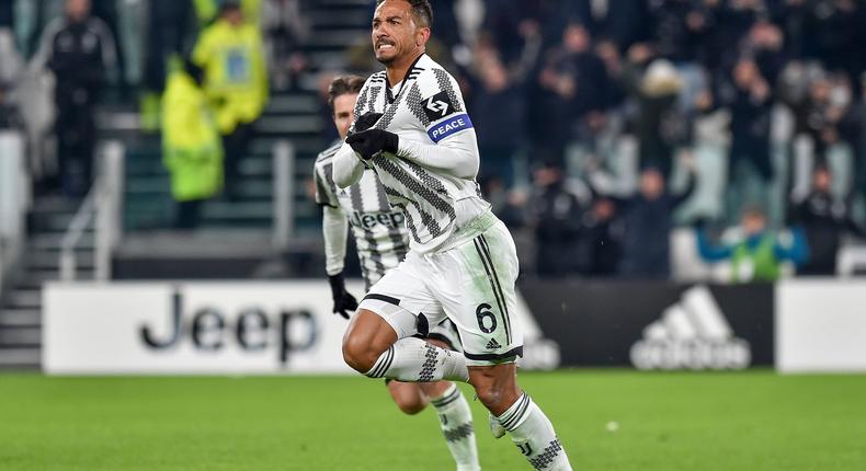 Danilo Luiz Da Silva of Juventus FC celebrates after scoring the goal of 3-3 during the Serie A football match between Juventus FC and Atalanta