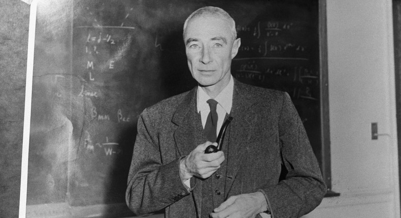 J. Robert Oppenheimer in the classroom.Bettmann/Getty Images